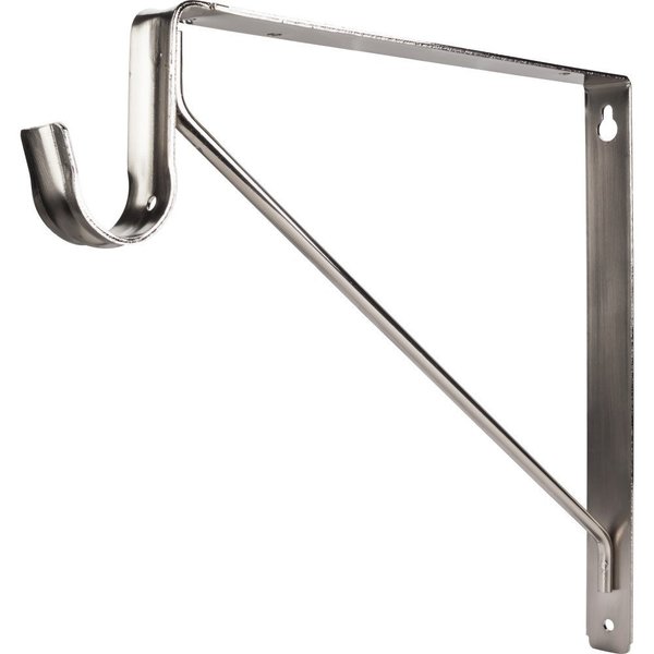 Hardware Resources Satin Nickel Shelf Bracket with Rod Support for 1-5/16" Round Closet Rods 1516SN